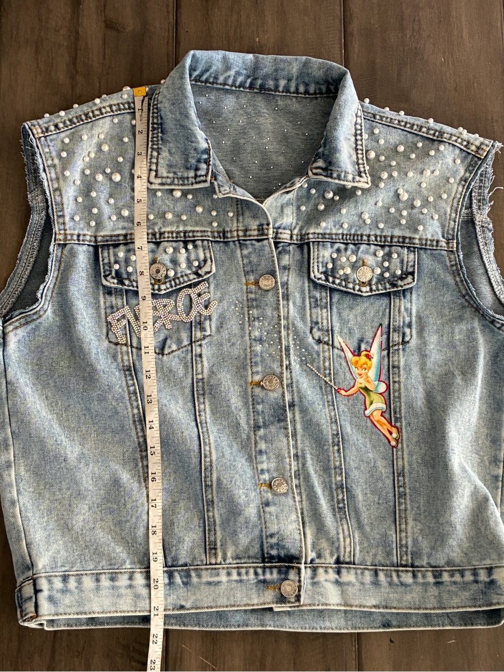 Disney Upcycled Peter Pan and Tinkerbell Neverland Denim Vest - Size XL - Picture 15 of 16